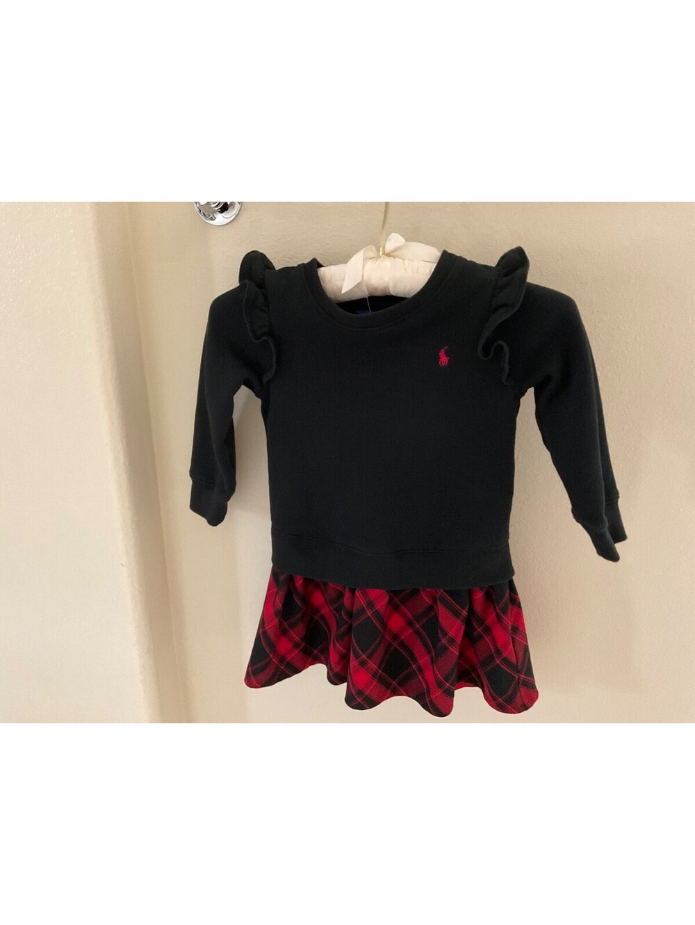 Polo Ralph Lauren Girls Plaid Fleece Sweatshirt Dress Kids 3/3T